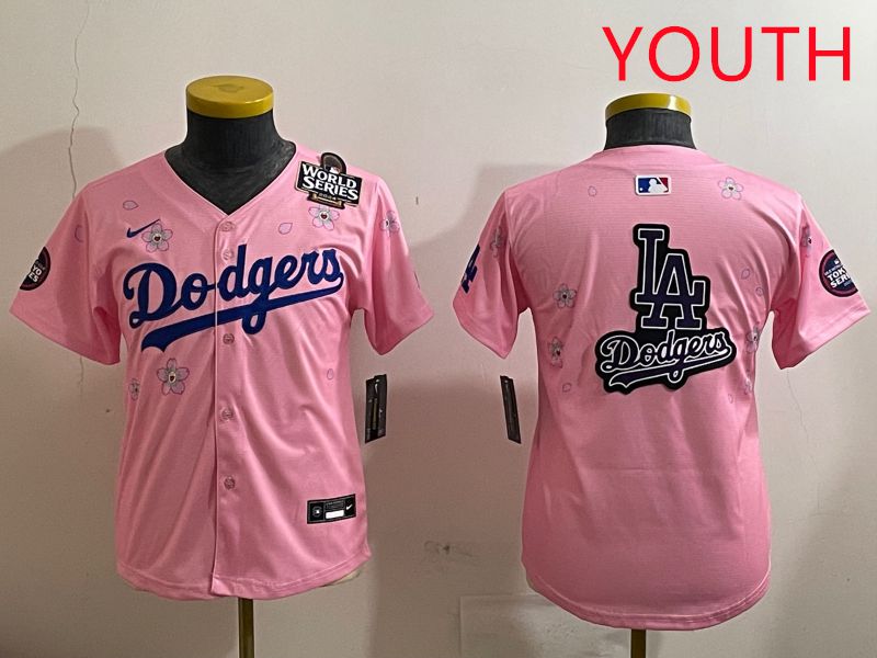 Youth Los Angeles Dodgers Blank Pink Sakura Edition 2025 Nike MLB Jersey style 21->youth mlb jersey->Youth Jersey